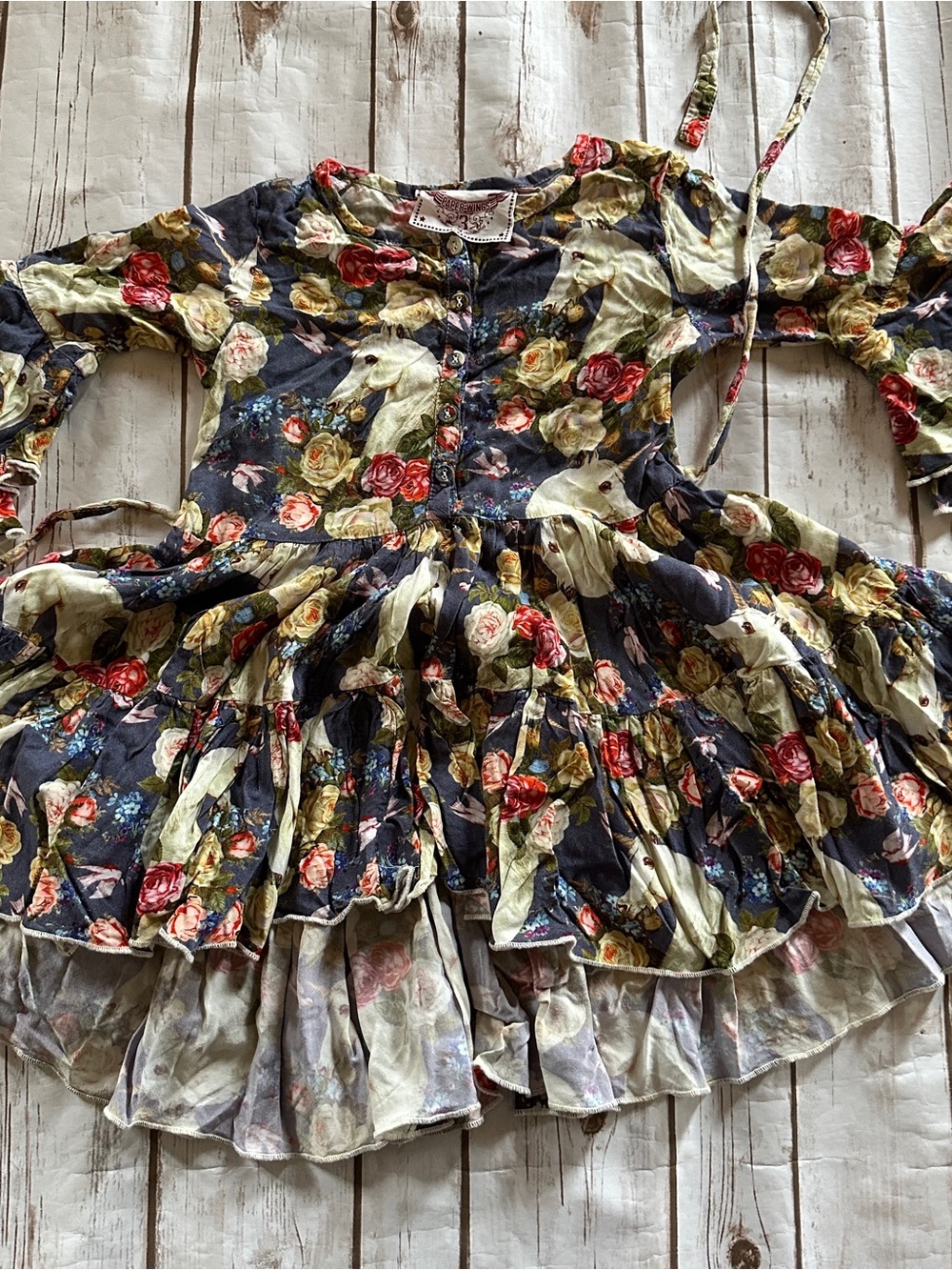 Paper wings unicorn dress fair fade 3y